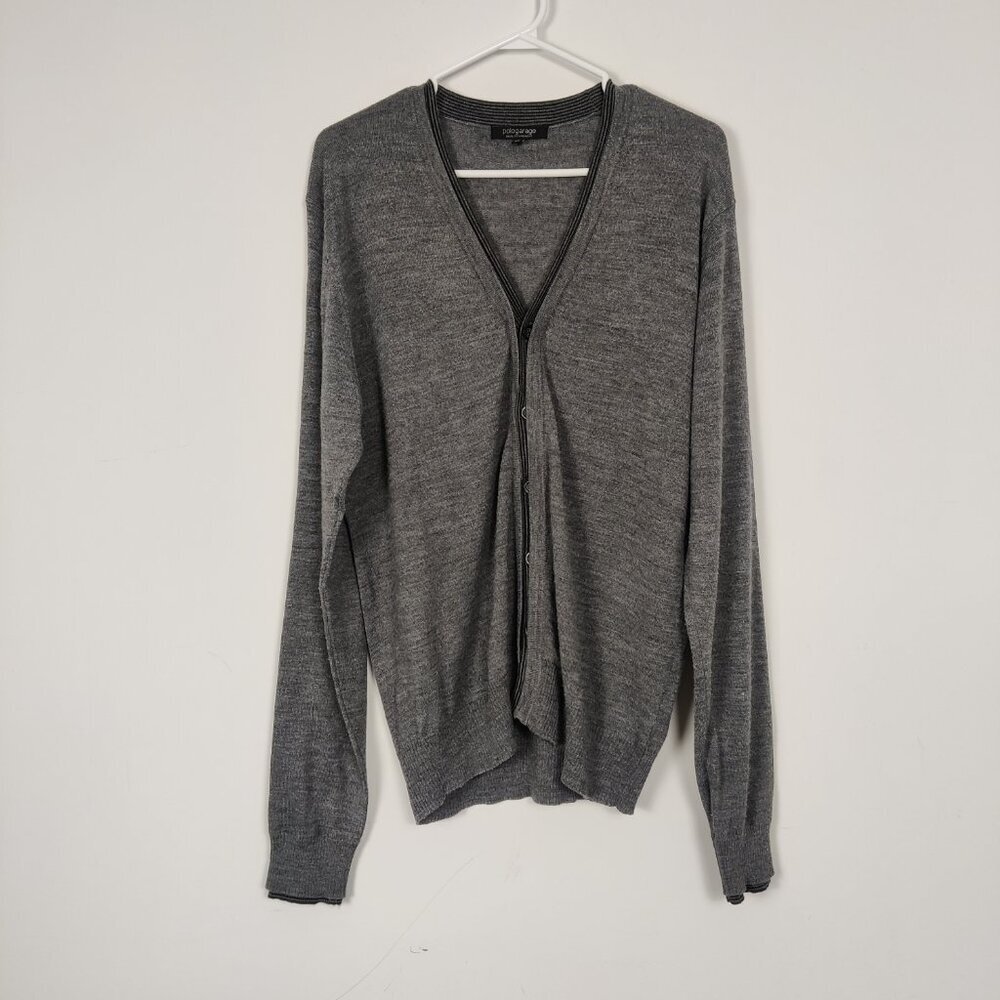 Polo Garage Men's Wool Gray Button Down Cardigan Size XL Old Money Quiet Luxury